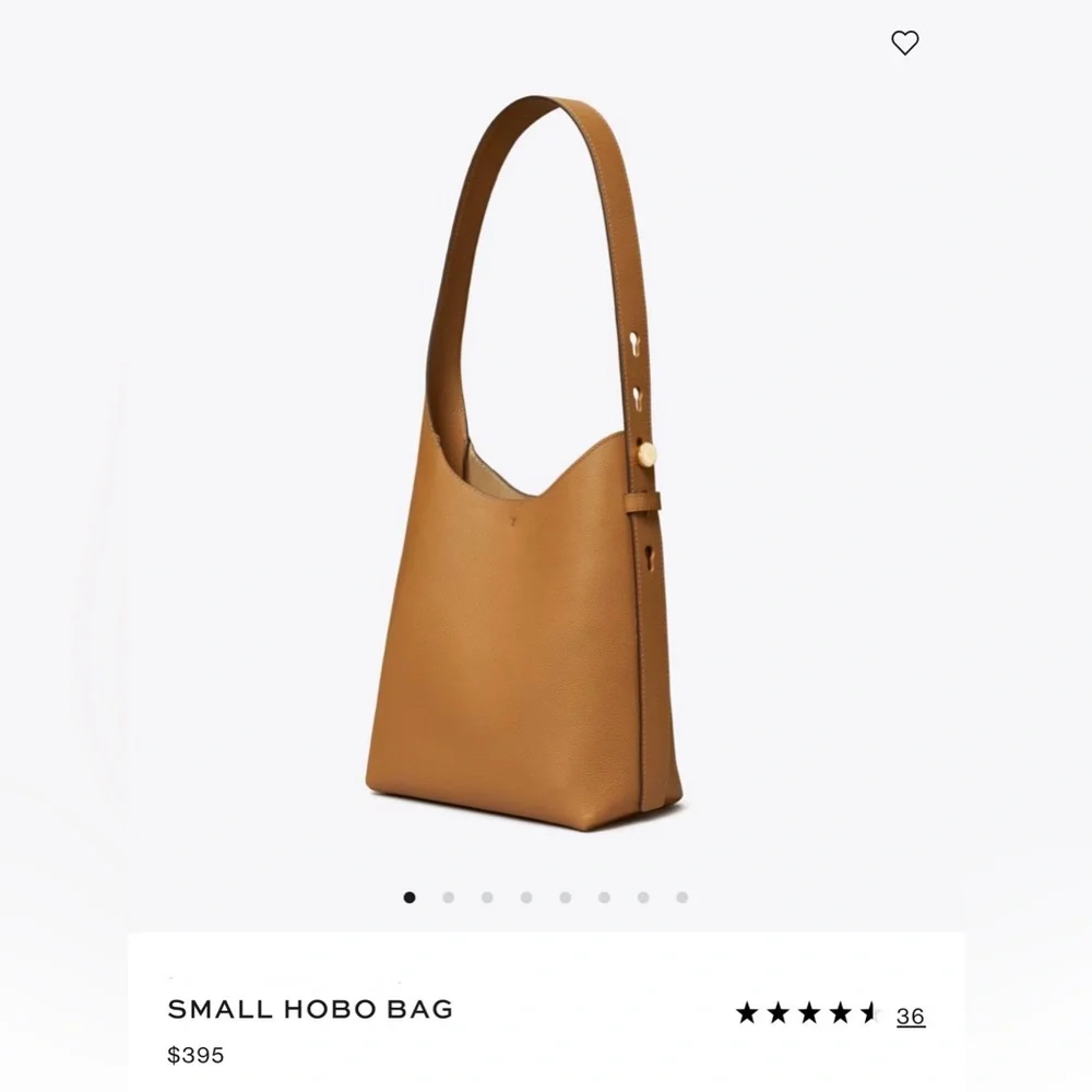 Tory Burch SMALL ROMY LEATHER HOBO BAG, TIRAMISU, Women Handbag NWT - Picture 7 of 16